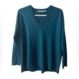 Boss by Hugo Boss Teal Wool V-Neck Sweater